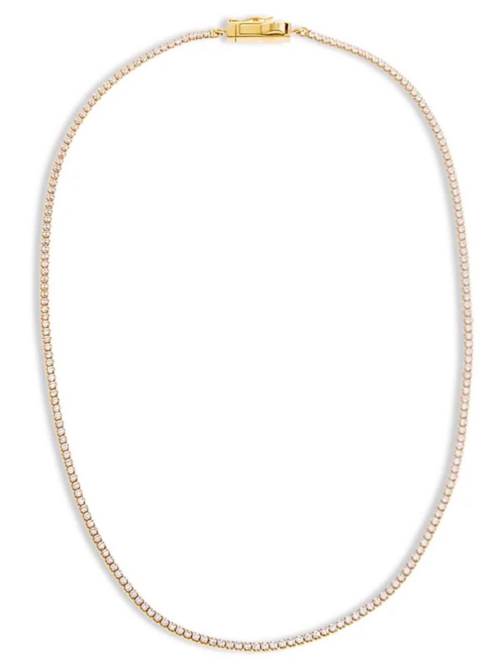 Adina Eden Classic Thin Tennis Necklace Gold Plated with CZ